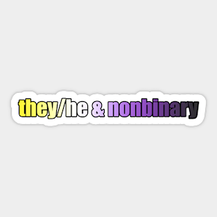 They/He & Nonbinary Pride - Plain Pronouns Sticker